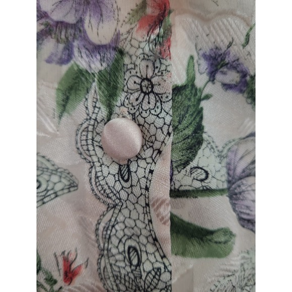 Victoria's Secret Pajama‎ Top Womens Lg Satin Floral V-Neck Button Up - Picture 3 of 9